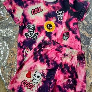 Pink and Purple Tie-Dye Kids Set with Patches